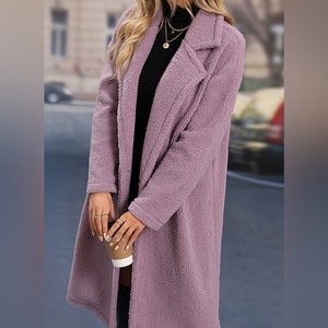 Teddy lapel lavender/purple long coat! Lapentry brand, Size L brand new!